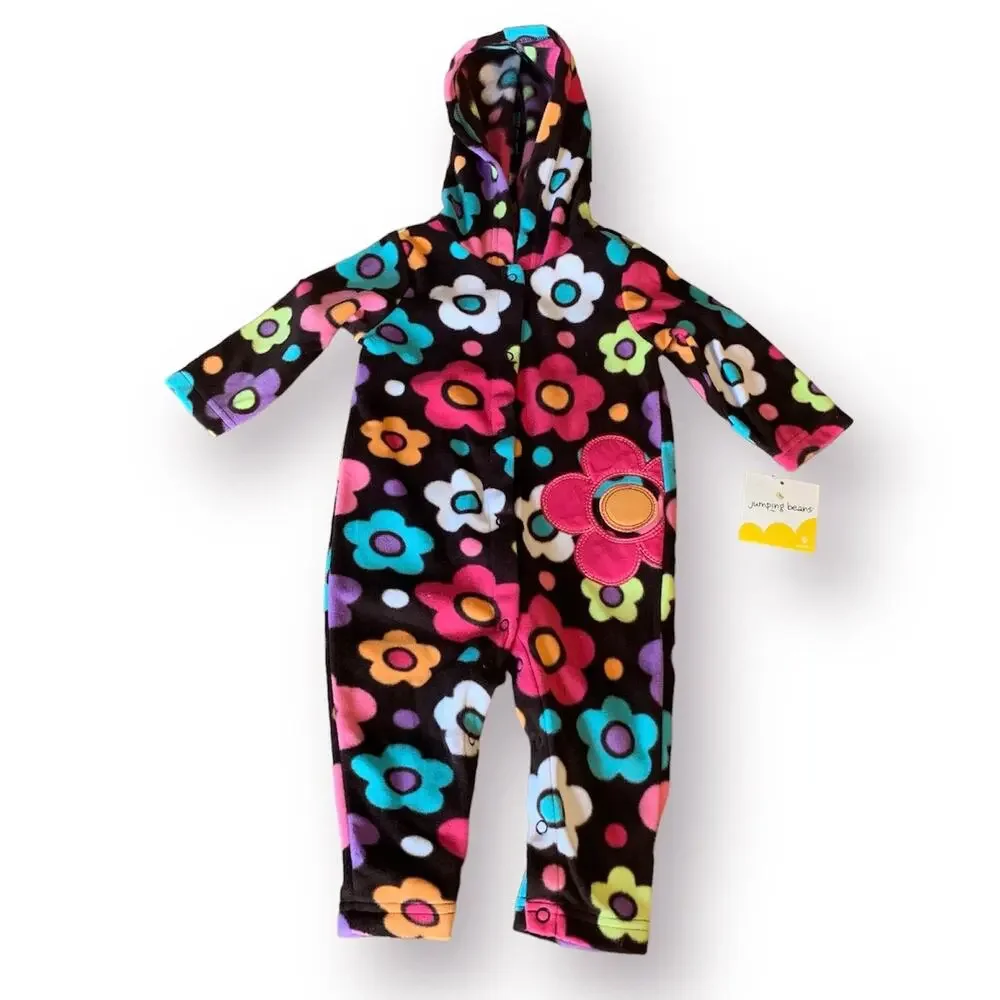 Jumping Beans One Piece Fleece Girls Infant 9 Months NWT Hood